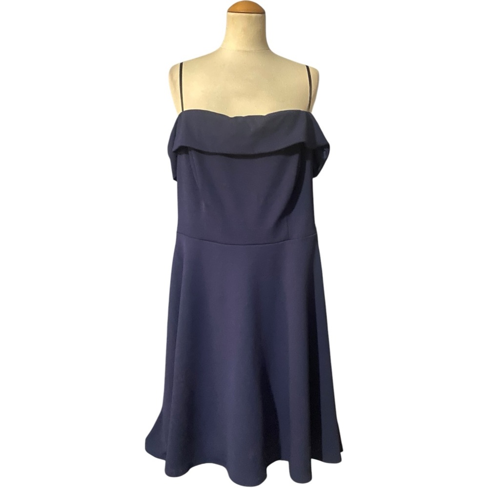 B.Darlin Off Shoulder Fit Flare Dress Navy 18W